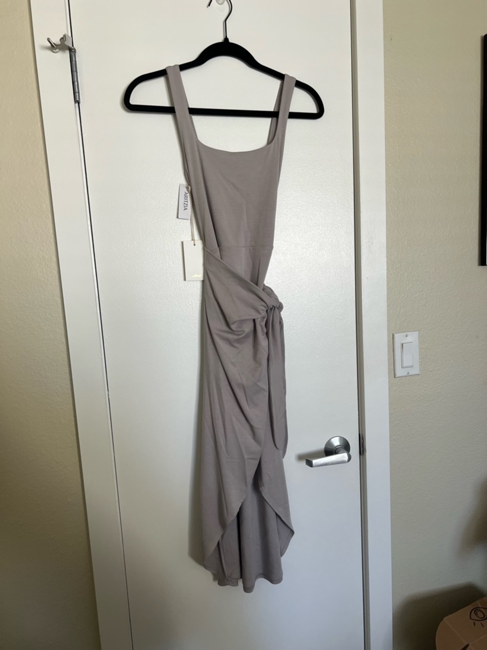Wilfred Taupe Asymmetrical Knot-Detail Maxi Dress